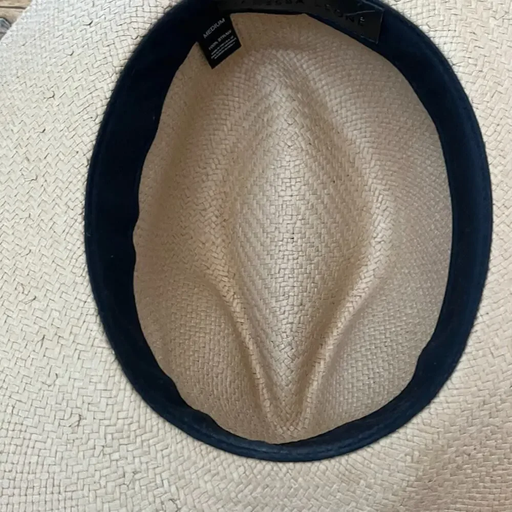 Janessa Leoné Women's Size Medium Beige Straw Simone Fedora Hat